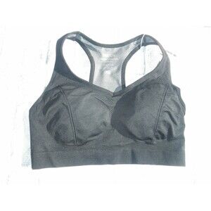 NEW by MATCH,SPORTS BRA WIRE FREE PADDED RACERBACK, REMOVABLE PADS SIZE XL BLACK